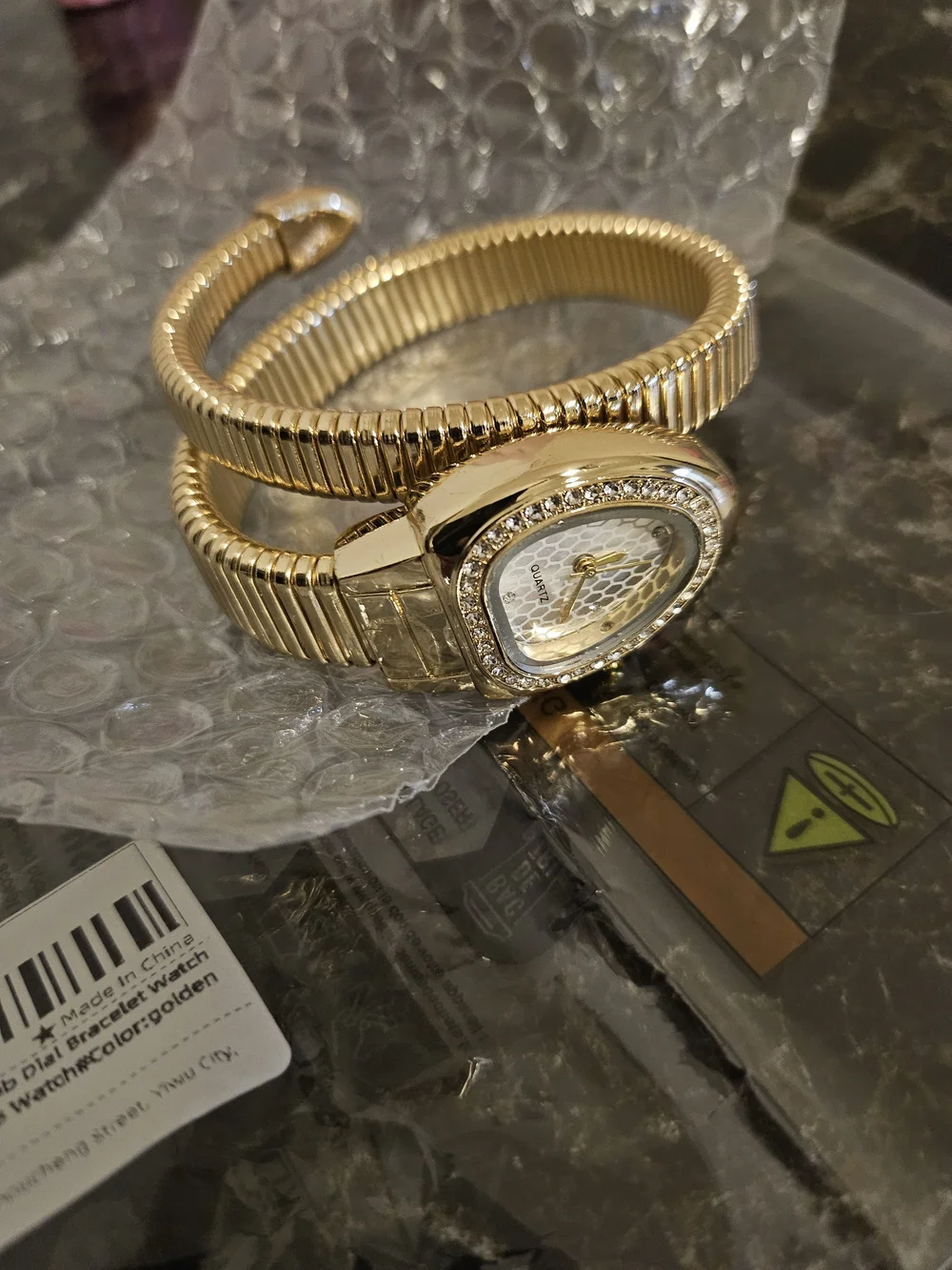 & Other Stories Gold Tone Women's Bracelet Watch with White Dial and Rhinestones